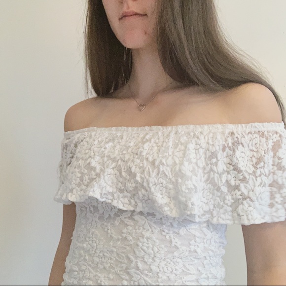 BOGO 1/2 OFF white off the shoulder lace top - Picture 3 of 6